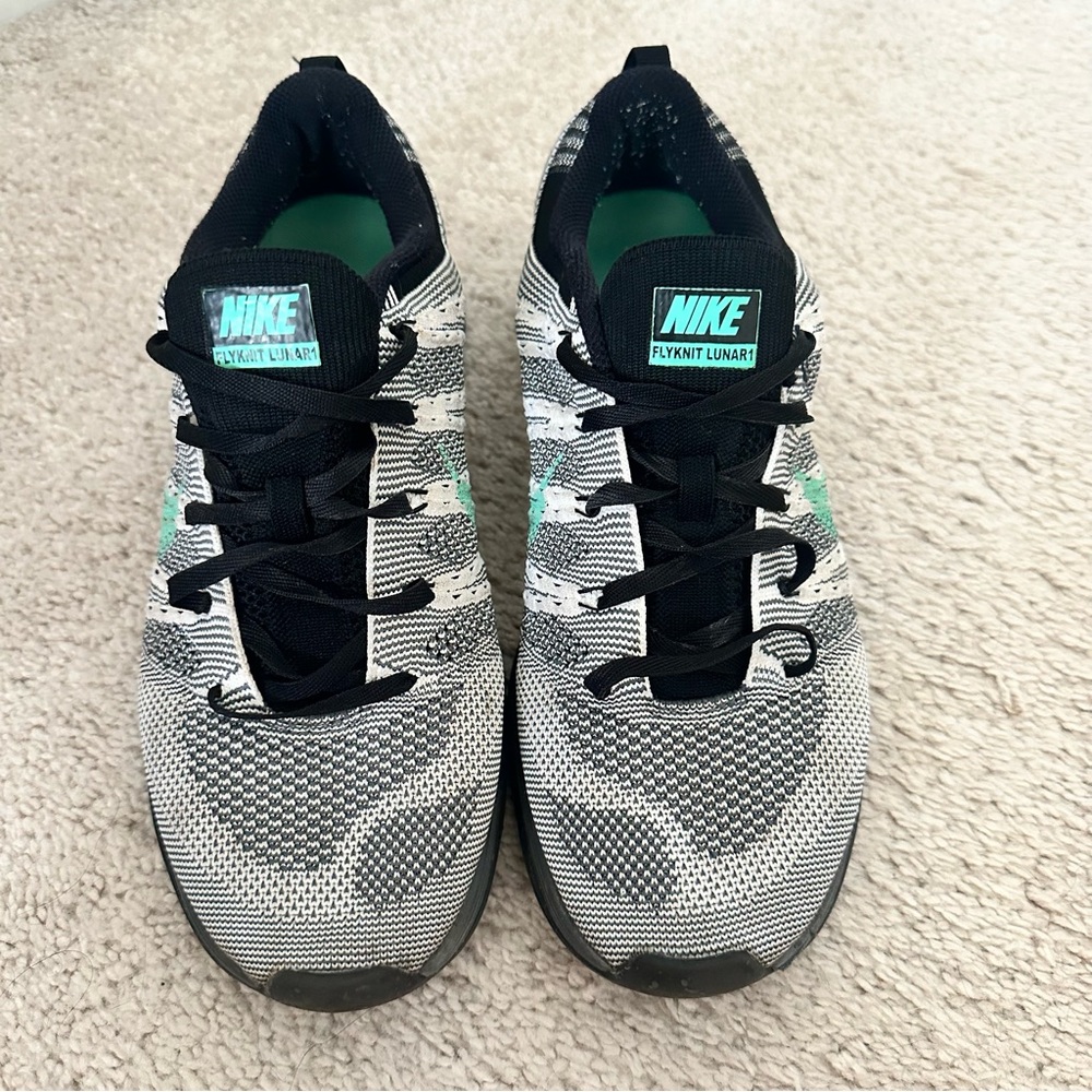 Nike Flyknit Lunar Shoes - Black and Mint